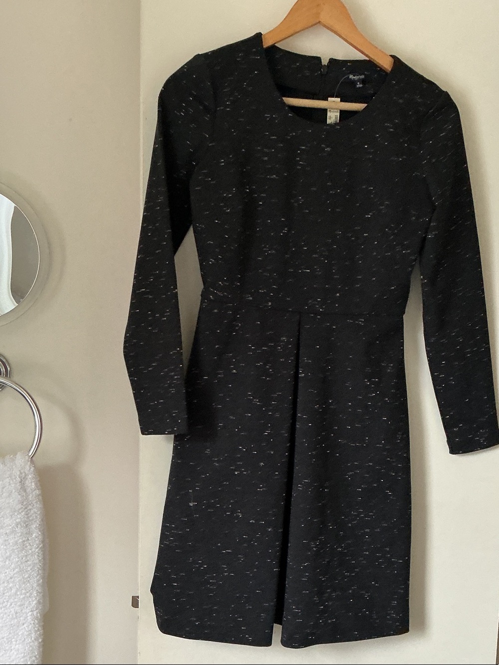 MADEWELL Classic Black Long-Sleeve Fit & Flare Dress -